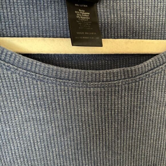 Ali Miles Tunic Top Womens Small Blue Waffle Knit Stretch Cotton Blend Blouse - Picture 8 of 9